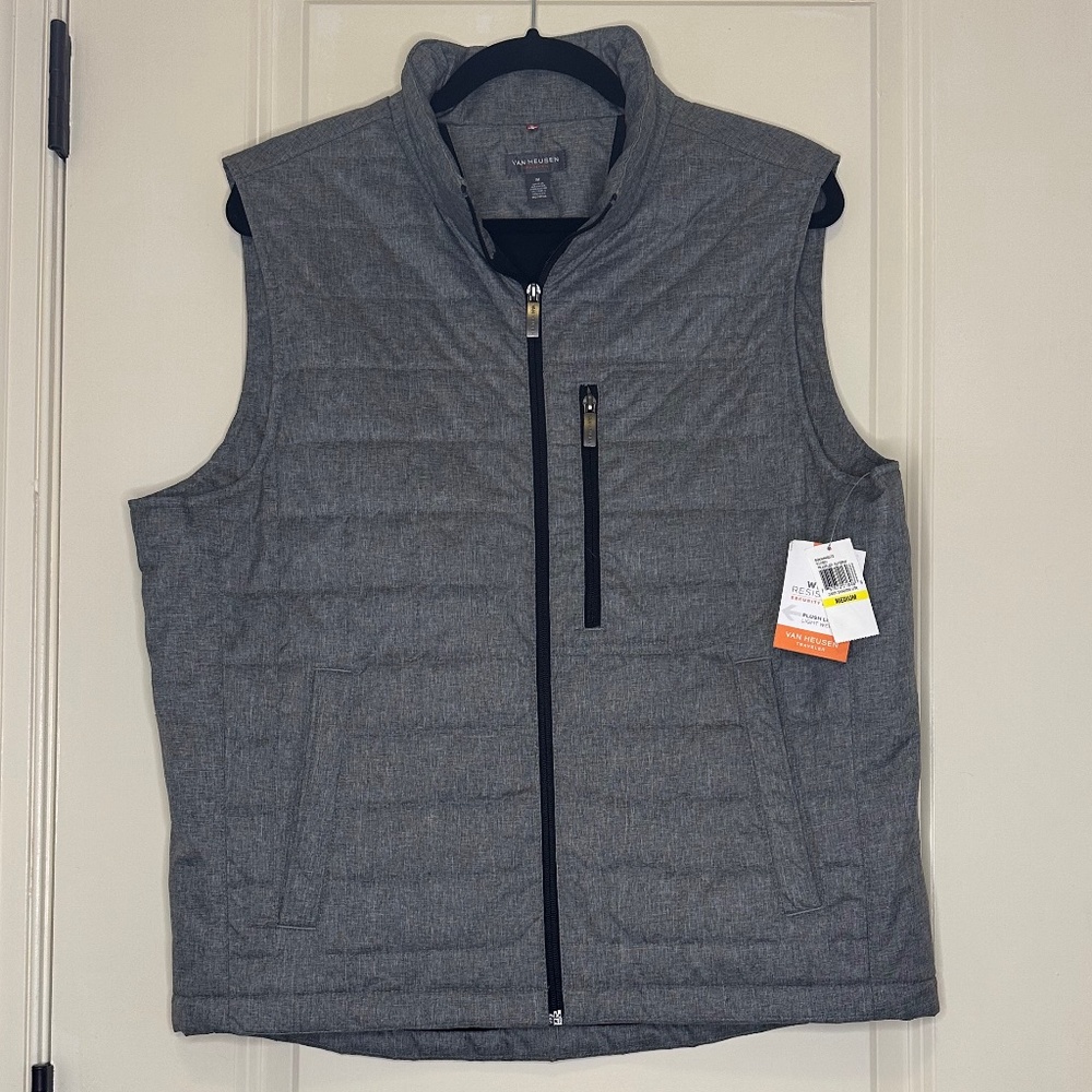 Van Heusen Men's Solid Traveler Wind Resistant Quilted Vest - Size M
